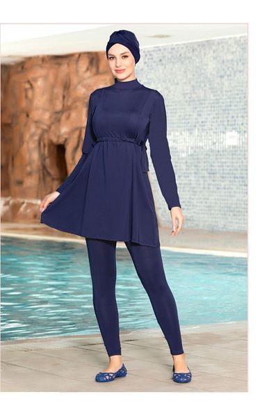 NİSAN LINGERIE Lycra Full Covered Hijab Swimsuit with Lace Front Armes1264