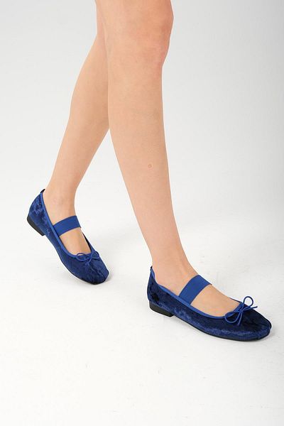 Mio Gusto Coleta Navy Blue Color Banded Women's Ballerina Shoes
