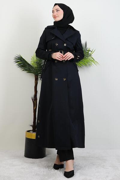 GİYZAMİLA Синьо-чорний тренчкот