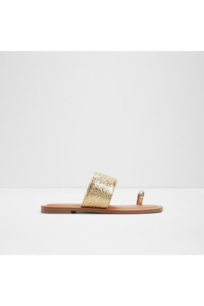 Aldo صندل مسطح ذهبي للنساء