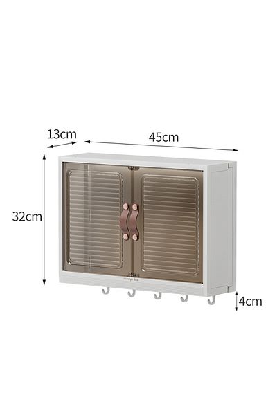 Old_Feller White wall-mounted cabinet with doors for bathroom/kitchen. Over-toilet storage, includes tools