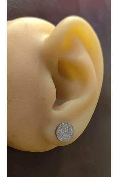FG KONNİCHİWA 100% Steel Double Earrings Stainless Steel Blackened Patterned Icon Earrings (2 Pieces)