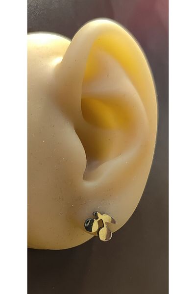 FG KONNİCHİWA 100% Steel Double Earrings Stainless Steel Blackened Patterned Icon Earrings (2 Pieces)
