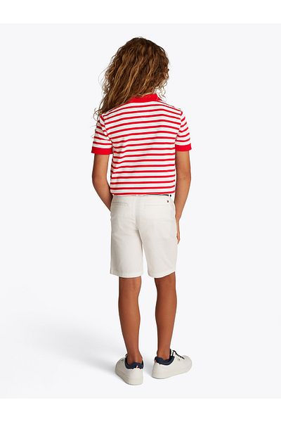 Tommy Hilfiger Tommy Hilfiger Boys Primary Red White Breton Stripe Flag Regular Polo T-Shirt