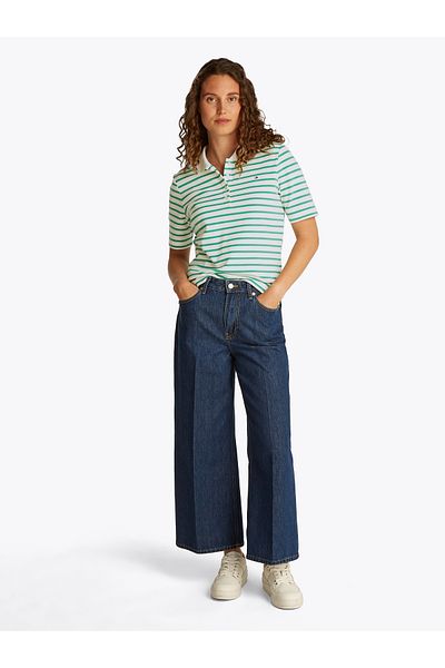 Tommy Hilfiger Tommy Hilfiger Women Ecru/Radiant Green Stp 1985 Regular Pique Polo T-Shirt