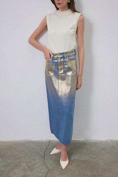 KADRİYE BAŞTÜRK Denim Pencil Impact Gold - Model de imprimare strălucitor