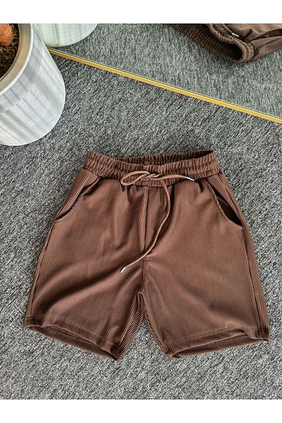 Altamira Men's Brown Placket Ottoman Shorts