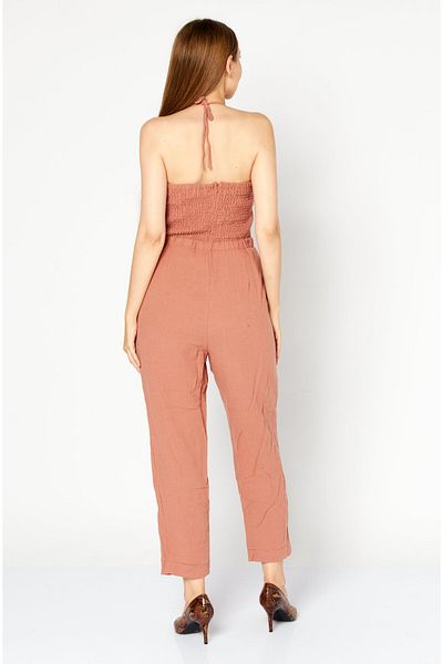 Lost + Wander Women Textured Sleeveless Jumpsuit, Peach
