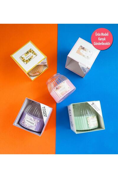 Gift Moda Zarif Desenli Cam Kavanoz Mum ( Tek Adet )