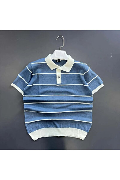 CULTURE BOUTIQUE Tricou bărbătesc cu nasturi, tricotat în dungi