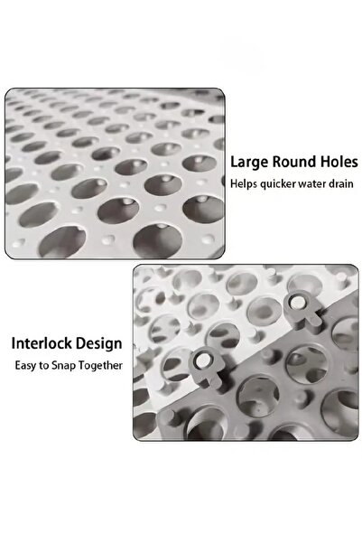 COOYA Non Slip Floor Tiles,12 Pack Interlocking Bath Floor Mat, 30x30cm Shower Mat with Drainage Holes