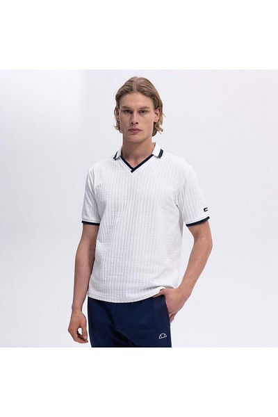 Ellesse Em491-Of Polo Collar Men's T-Shirt - Off White