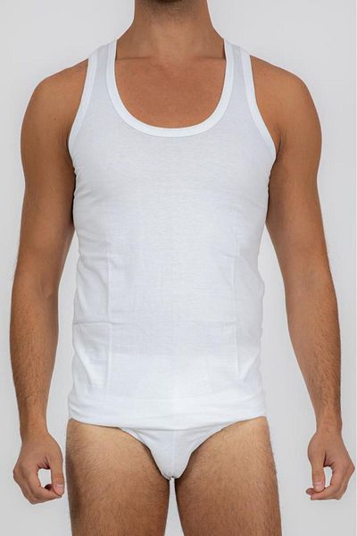 ÖREN STİL Ören Style 6001-3 3 عبوات 100% قطن قميص داخلي أبيض للرجال