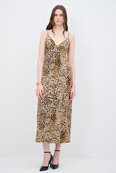 Love My Body Leopar Desenli Örme Elbise