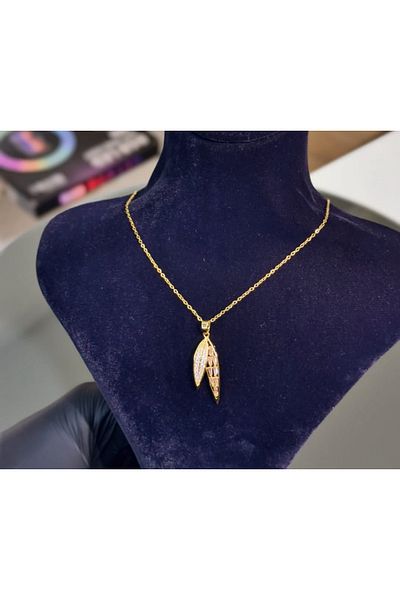 Nizal Home Leaf Patterned Tarnish Stainless Steel Necklace 2 Wheels