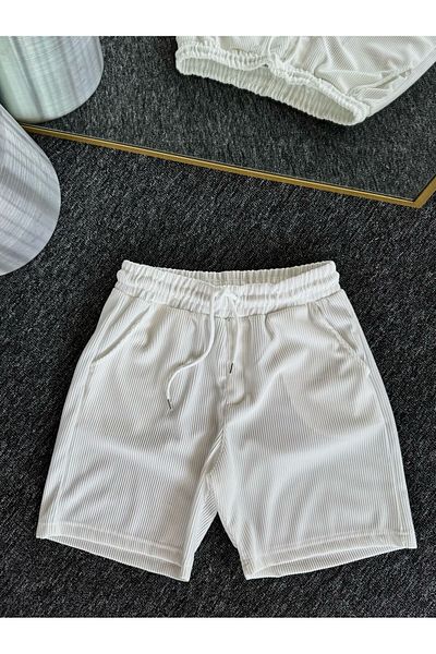 Altamira Men's White Placket Ottoman Shorts