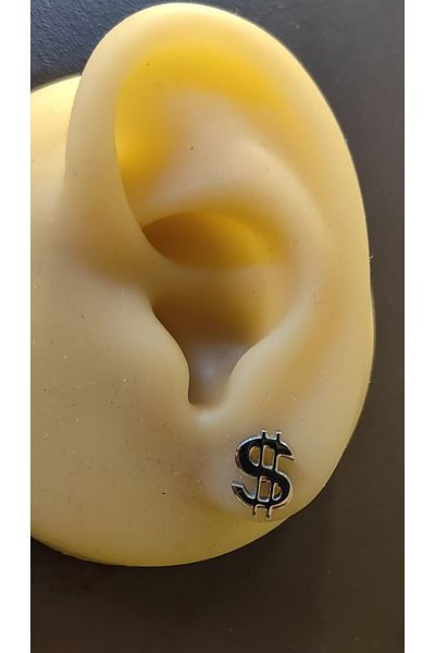 FG KONNİCHİWA 100% Steel Double Earrings Stainless Steel Blackened Patterned Icon Earrings (2 Pieces)