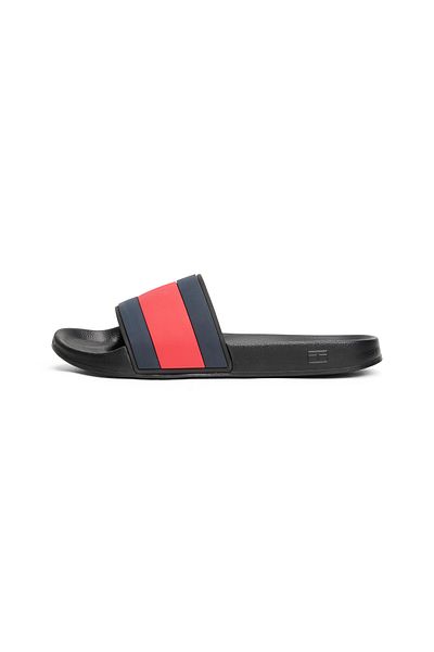Tommy Hilfiger Tommy Hilfiger Men Black Rubber Flag Strap Pool Slides
