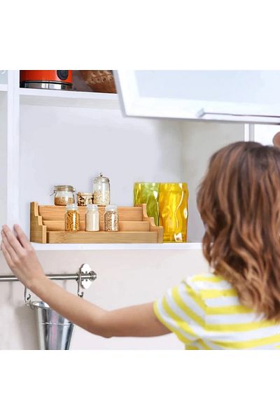 Kuka Bamboo Collapsible Spice Rack Stand Large