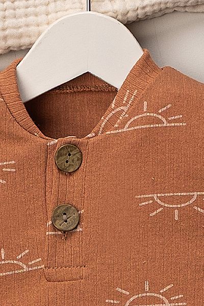 Mai Perla Zıbınlı Suit Sun Patterned Snap Fastener Baby Set
