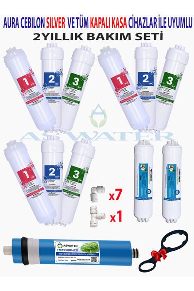 As Water Aura Silver Kapalı Kasa 2 Yıllık Filtre Bakım Seti