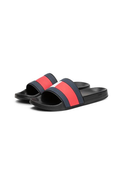 Tommy Hilfiger Tommy Hilfiger Men Black Rubber Flag Strap Pool Slides