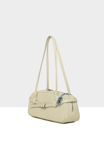 Bagmori Cream Women's Real Leather Belted Thin Strap Bag m 000008606