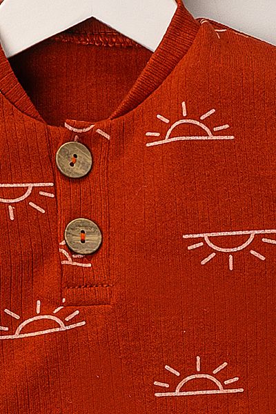 Mai Perla Zıbınlı Suit Sun Patterned Snap Fastener Baby Set