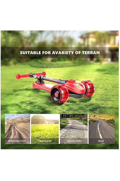 COOYA Foldable Children's Scooter with LED Light, Adjustable Height, Widened Non-Slip Deck
