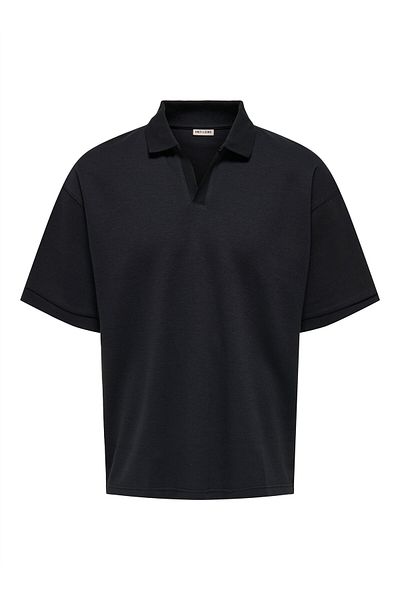 ONLY ONSCALI LOOSE SS RESORT POLO ART Ανδρικό Jet Black Polo - 22033661