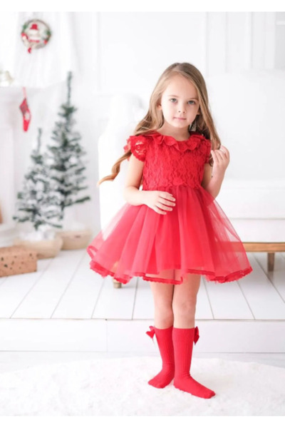 TOGY BABY VE KIDS WEAR Güpürlü Tül Elbise