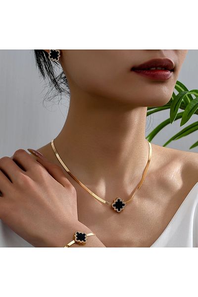 Ayzen Stylish Stone Necklace Earrings Bracelet Set