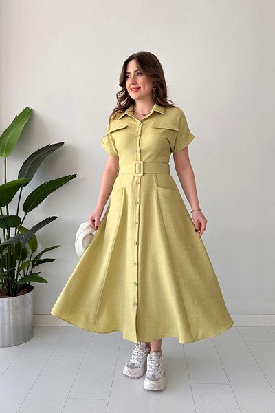 MaziButik Rochie de buzunar verde ulei