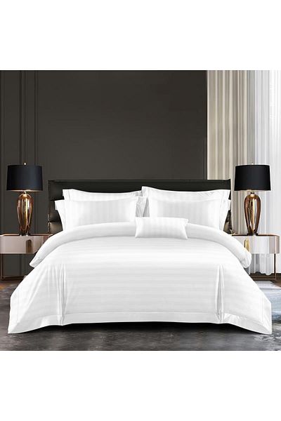 OEM Damask Bedding Set. White, UNI, 6 Pieces, 230 x 250 cm, 4 Pillowcases