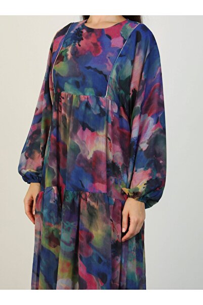 Benin Benin Hijab Chiffon Dress - Tie-dye Patterned and Multi-colored