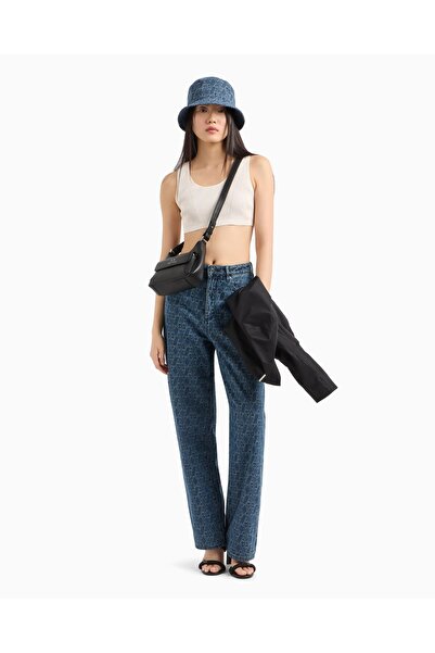 Armani Exchange Women's Knitted Open Round Neck Tight Fit Crop Ecru Bustier Xw 000577   Af12740-U1003