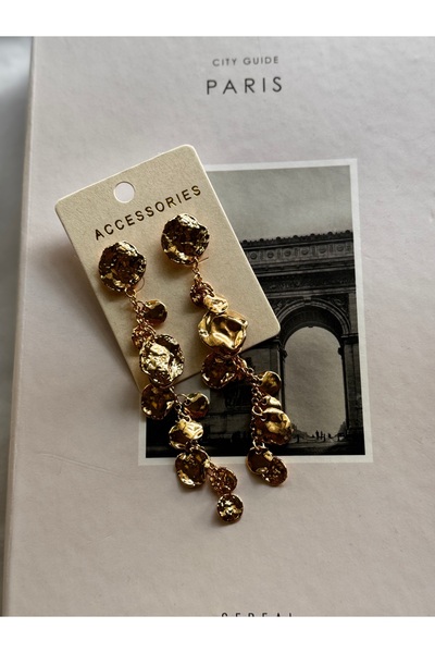 shop Gold Tasarım Sallantılı Uzun Küpe (10 cm)