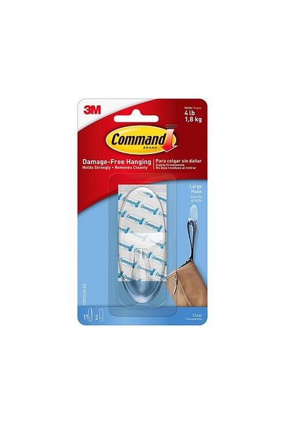 3M Command Adhesive Hook (3.5 x 8.6 cm, Large, Clear)