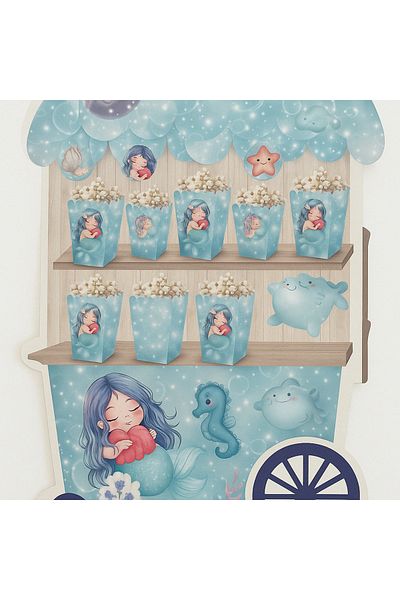 Ege Pastacılık 8 Piece Corn Box - Mermaid Theme Popcorn