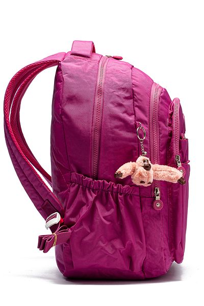 Go Veform Rucsac de zi cu zi și școală din țesătură șifonată impermeabilă cu mai multe buzunare MYP8610 fucsia