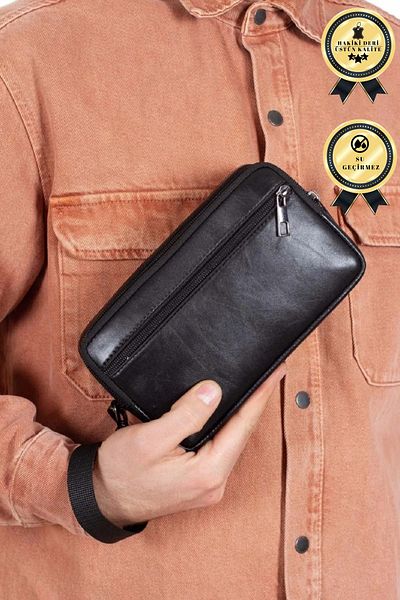 CERFF LEATHER CLUP Черно мъжко портфолио от естествена кожа