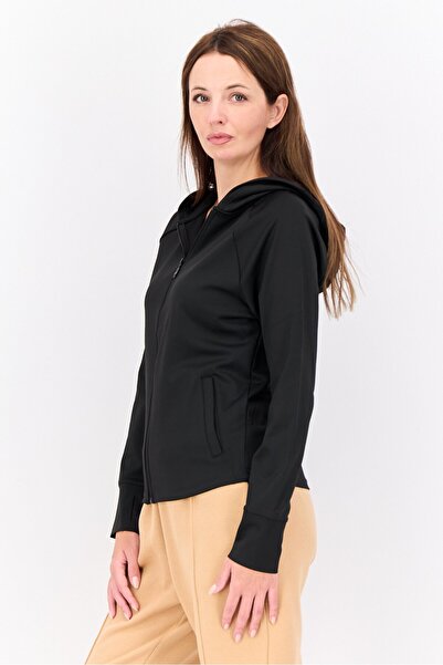 Hype Women Hooded Solid Long Sleeve Sweatshirts, Black