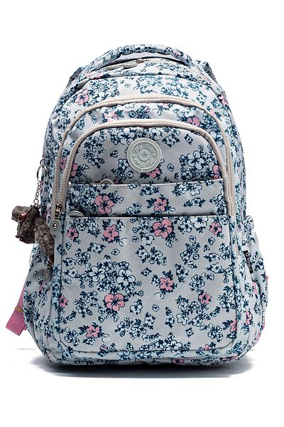 Go Veform Rucsac de zi cu zi și de școală din țesătură șifonată impermeabilă cu mai multe buzunare MYP8610 gri/roz