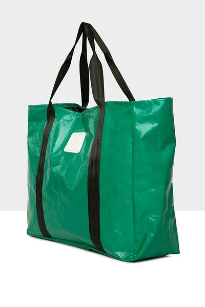 Bagmori Green Women's Double Stripe Maxi Size Beach Bag m 000008590