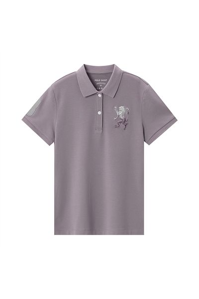 Giordano Women's Cotton Lycra 3D Lion Embroidery Polo