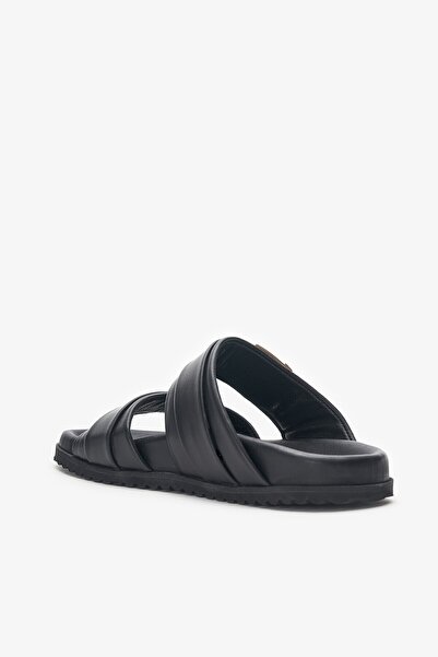 Louis Cardy Paul Black Genuine Leather Women's Slippers