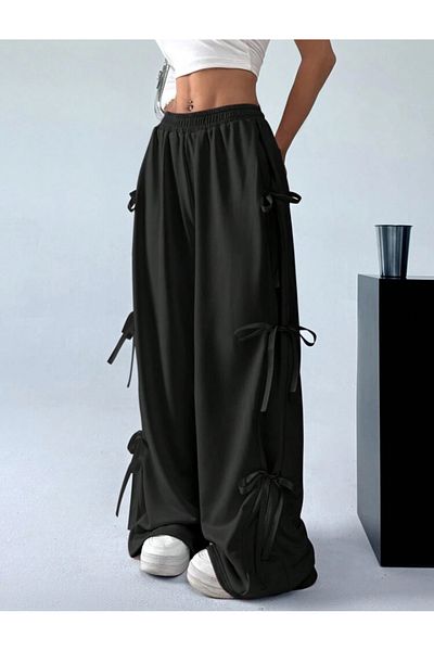 DEEFWEAR Pantaloni tricotați cu detaliu Y2k Ribbon