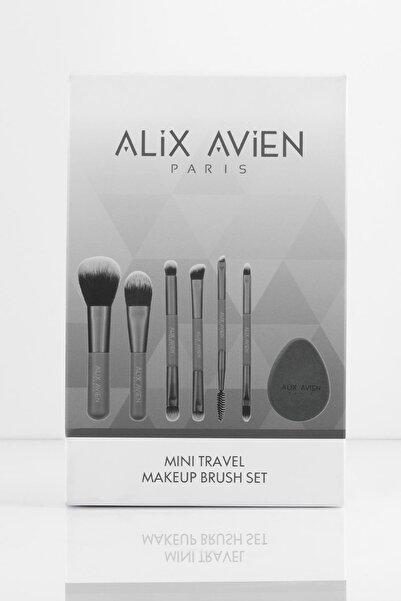 Alix Avien Küçük Boy Çantalı Seyahat Makyaj Fırça Seti - 10 Çeşit Fırça Ucu, Aplikatör ve Makyaj Süngeri
