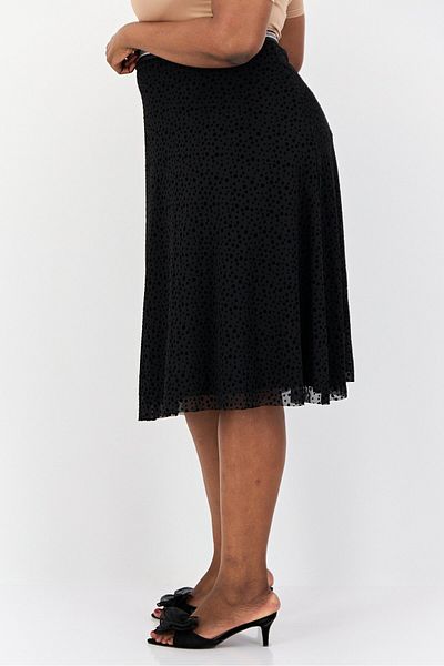 Esprit Women Pull On Polka Dot Midi Skirt, Black