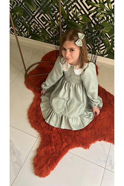 Genel Markalar Wednesday Hazır Yaka Vintage Çocuk Elbise